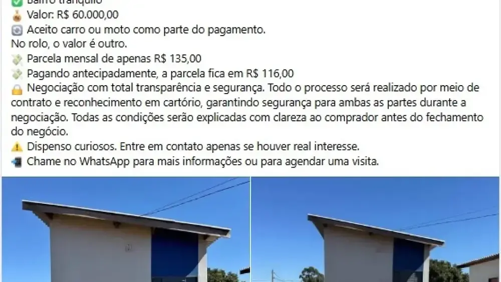 Casa doada a vítimas do Mandela é vendida por R$ 60 mil